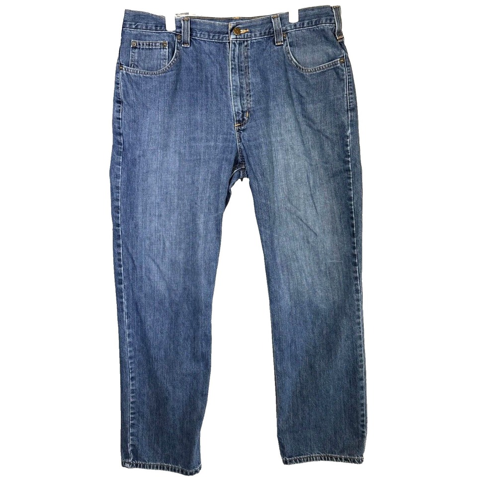 Carhartt Men's Jeans 38×32 Blue Denim Medium Wash Mid-Rise Straight Leg